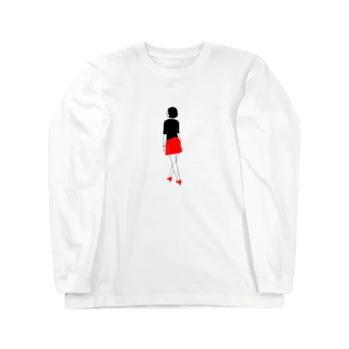 赤いミニスカートの女の子 ロングスリーブTシャツ