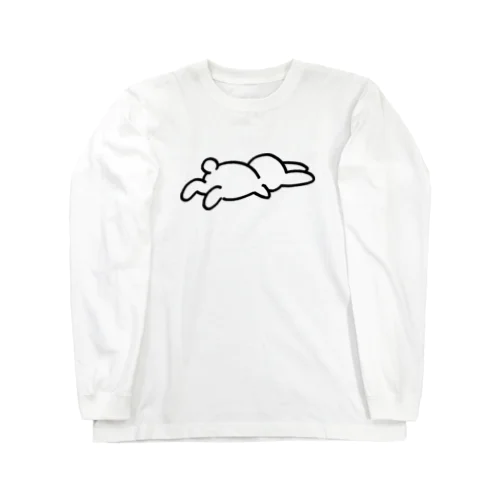 たおれたうさぎ　黒 Long Sleeve T-Shirt