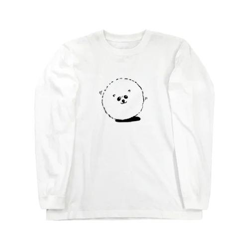 白　まんまるポメラニアン Long Sleeve T-Shirt