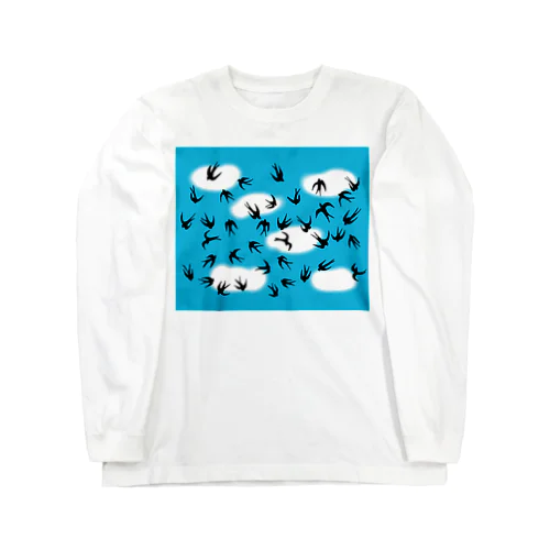 雲多め 青い空 ツバメ Long Sleeve T-Shirt