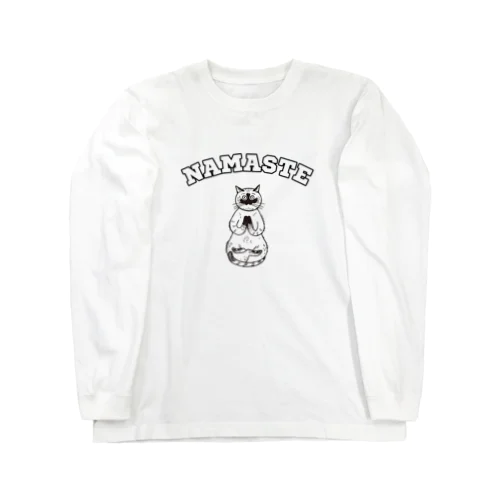 ナマステヨガ猫Tシャツ/yogaねこ Long Sleeve T-Shirt