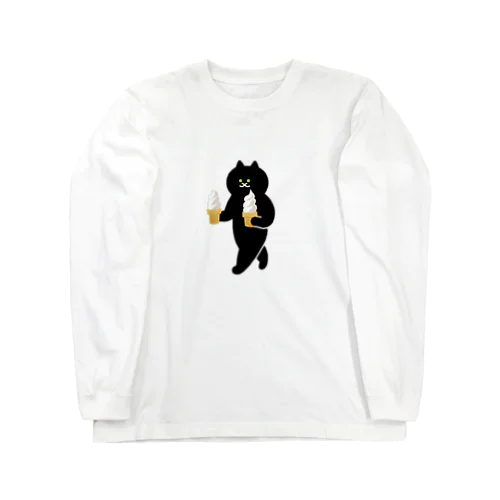 【中】ソフトクリームを急ぎめに運ぶねこ Long Sleeve T-Shirt