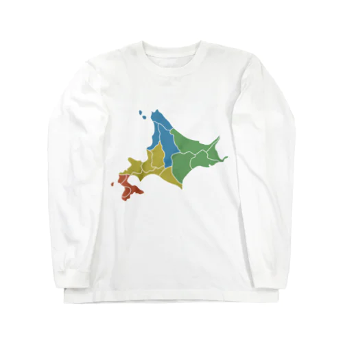 北海道区分地図 ロングスリーブTシャツ