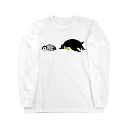 滑るペンギンの親子　ボールヘッズ Long Sleeve T-Shirt