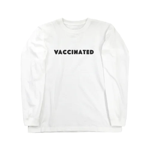 ワクチン接種済 VACCINATED　- black ver. 01 - ロングスリーブTシャツ