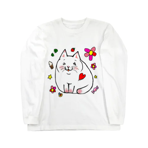 にこにこ白にゃんこ Long Sleeve T-Shirt