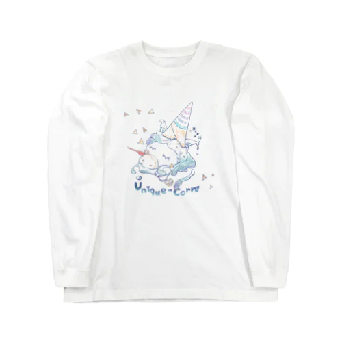 床に落としたアイスから生まれたユニークなコーン🦄 ロングスリーブTシャツ