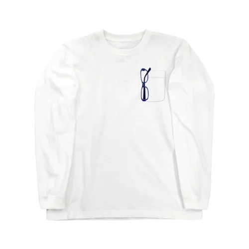 胸ポケ青色メガネ Long Sleeve T-Shirt