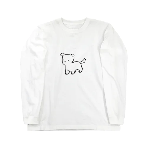 白い犬（子犬） ロングスリーブTシャツ