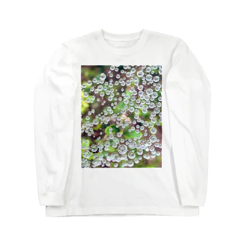 蜘蛛の巣についた水滴デザイン Long Sleeve T-Shirt