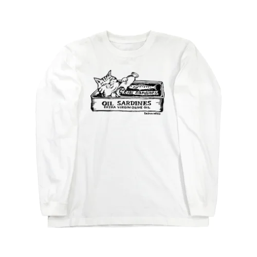 オイルサーディンに入る猫 Long Sleeve T-Shirt