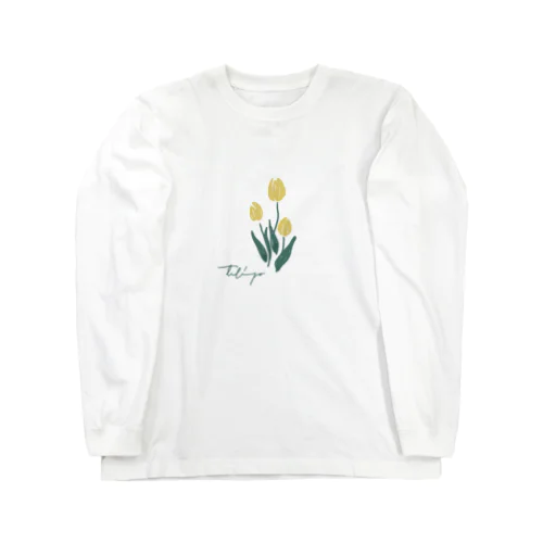 白地　tulip Long Sleeve T-Shirt