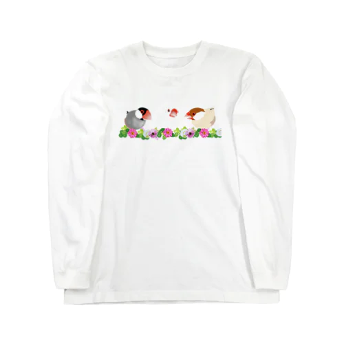 文鳥とクローバー Long Sleeve T-Shirt