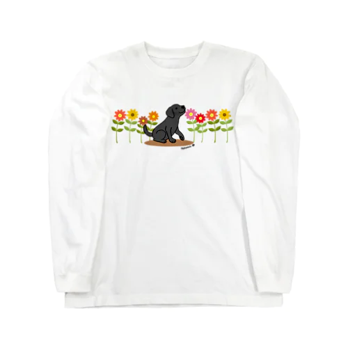 ブラックラブラドールとデイジー Long Sleeve T-Shirt