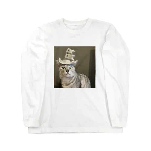 鯉のぼり猫　抜け毛チャレンジ 롱 슬리브 티셔츠