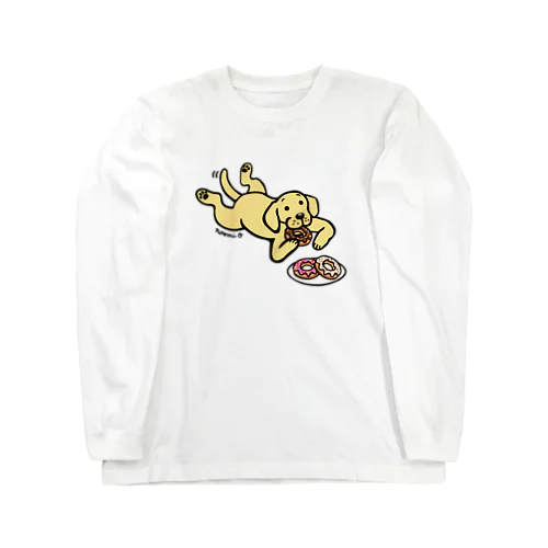 ドーナツをつまむイエローラブラドール Long Sleeve T-Shirt