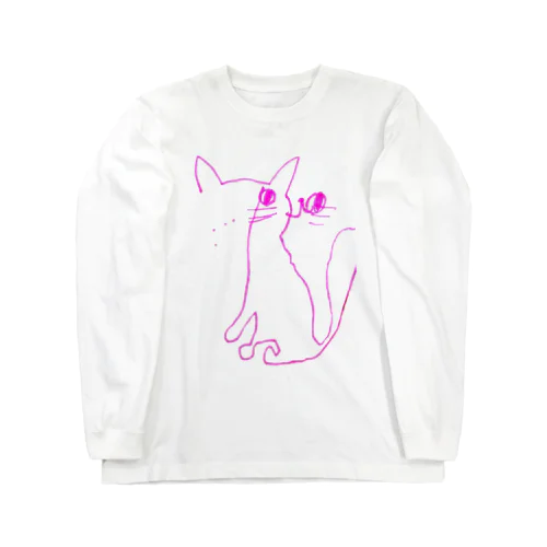 目つぶって描いたネコ Long Sleeve T-Shirt