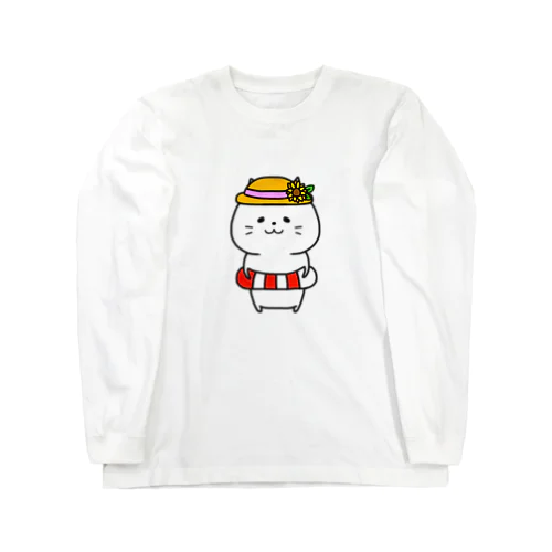 浮き輪帽子ねこさん Long Sleeve T-Shirt