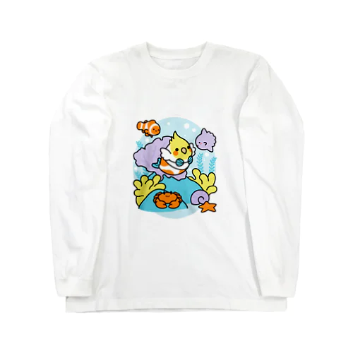 Chubby Bird サンゴ礁を守ろう！　オカメインコと海のお友達 Long Sleeve T-Shirt