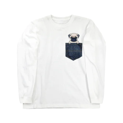 デニムポケットからパグ Long Sleeve T-Shirt