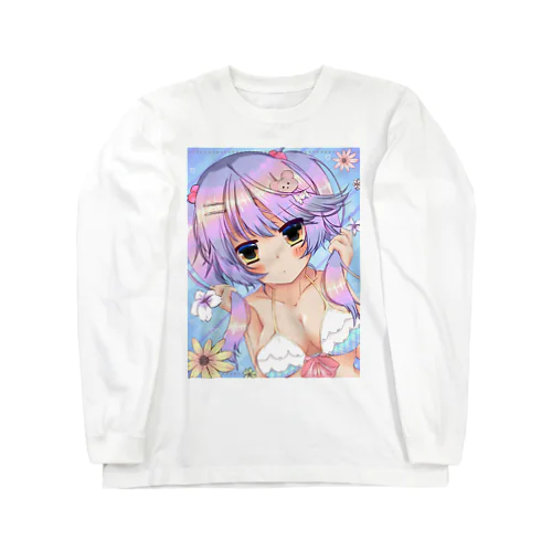 かわいい水着の女の子 ロングスリーブTシャツ