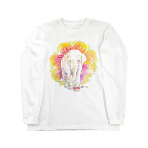 水彩画で優しいいきものシリーズ！アジアゾウ Long Sleeve T-Shirt