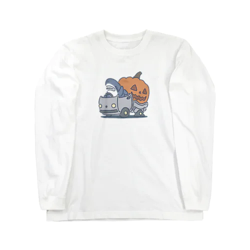 巨大かぼちゃを収穫したサメ Long Sleeve T-Shirt