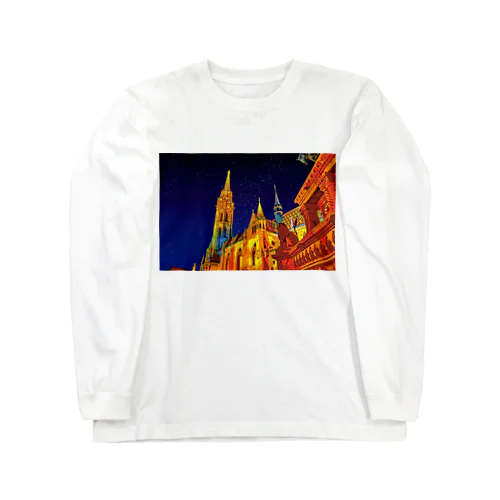 ハンガリー 夜のマーチャーシュ聖堂 Long Sleeve T-Shirt