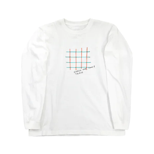 check one two!（赤×水色） Long Sleeve T-Shirt