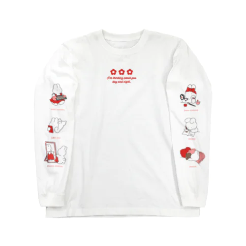 恋するうさぎ red × gray Long Sleeve T-Shirt