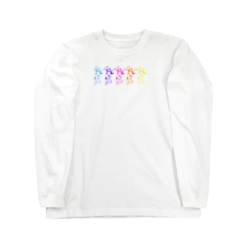 歌川国芳　踊る猫又　ネオンカラー版 Long Sleeve T-Shirt