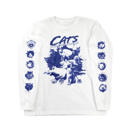 猫が世界を支配する（青） Long Sleeve T-Shirt