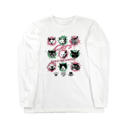 猫が世界を支配する9FACES（桃） Long Sleeve T-Shirt