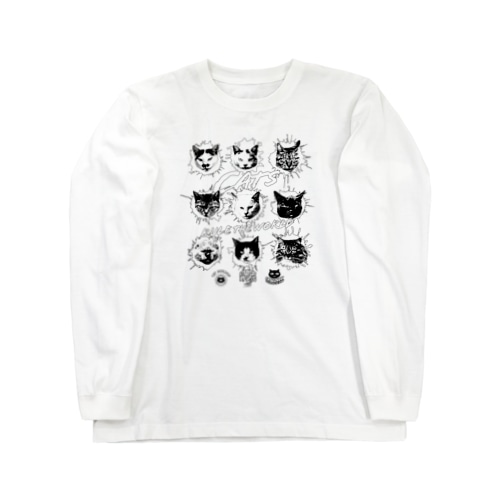 猫が世界を支配する9FACES（黒） Long Sleeve T-Shirt