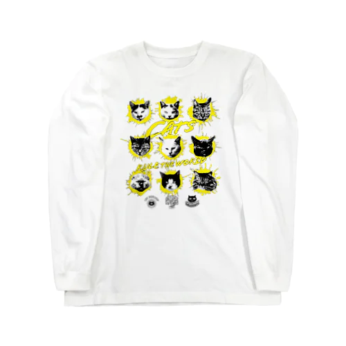 猫が世界を支配する9FACES（黄） Long Sleeve T-Shirt