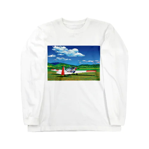 草原の飛行機 ロングスリーブTシャツ
