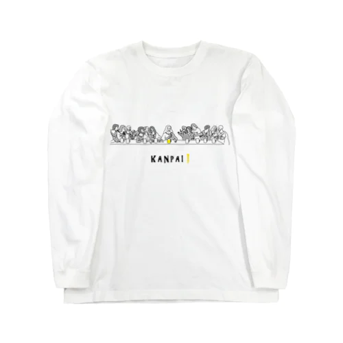 名画 × BEER（最後の晩餐）黒線画 Long Sleeve T-Shirt