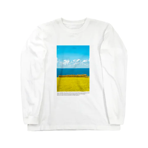 青い海と黄金の棚田 ロングスリーブTシャツ
