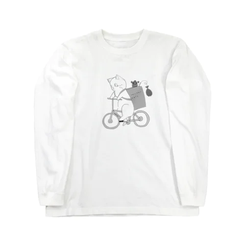 ネコネコイーツ配達中のネコ。 Long Sleeve T-Shirt