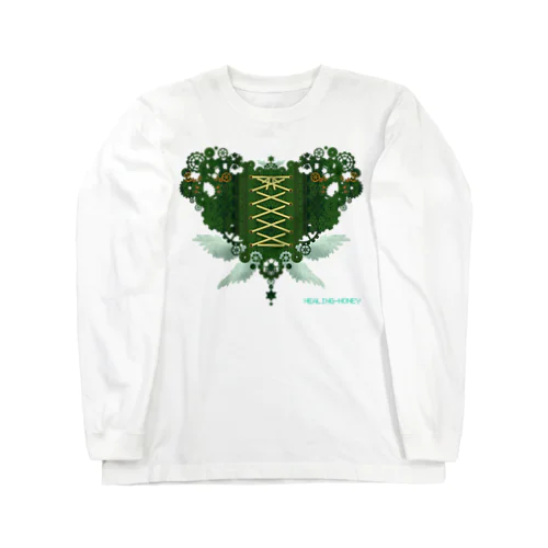 歯車（heart・G/グリーン） 롱 슬리브 티셔츠
