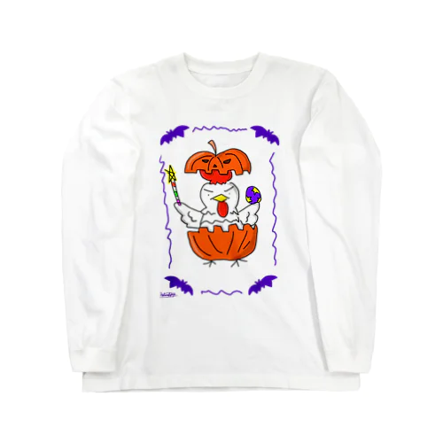 にわとり はろうぃーん🎃 ロングスリーブTシャツ