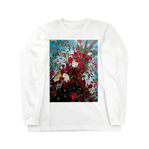 薔薇の木とフェレット ロングスリーブTシャツ