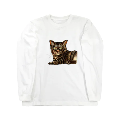 キジ柄の猫がこちらをみている Long Sleeve T-Shirt
