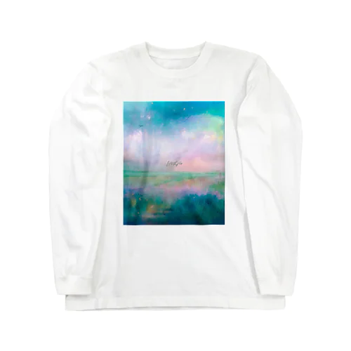 油絵風の癒しデザイン(ターコイズブルー) Long Sleeve T-Shirt