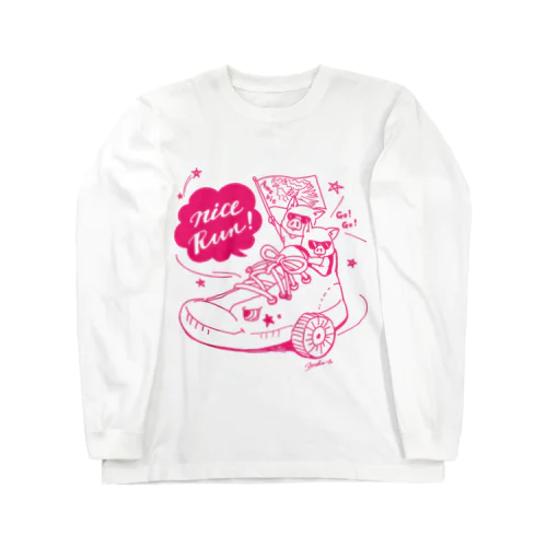 カラーが選べる/Twin pigs (プリント:Pink） ロングスリーブTシャツ