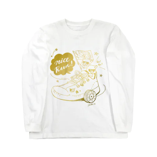 カラーが選べる/Twin pigs(プリント:Gold） ロングスリーブTシャツ