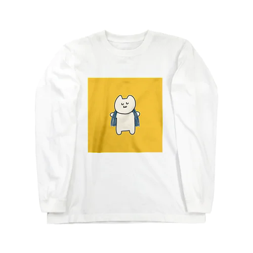 肩にロープをかけた猫ちゃん（黄）Tシャツ ロングスリーブTシャツ