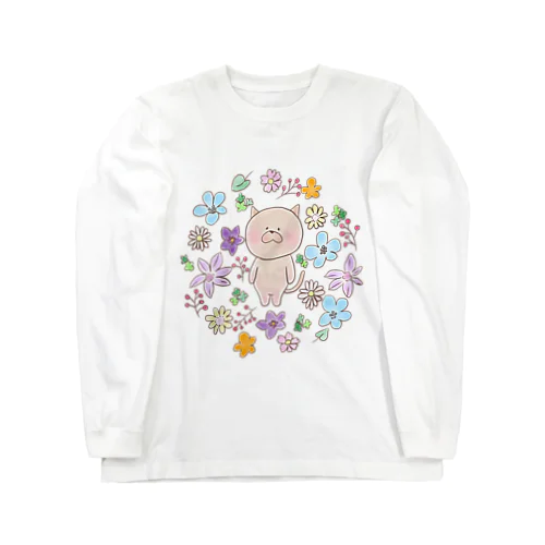 リエ猫 と お花 Long Sleeve T-Shirt