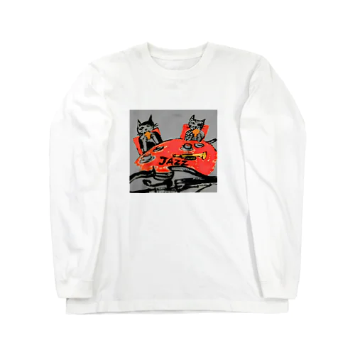 Jazz練習猫の休憩　絵が少し小さめ Long Sleeve T-Shirt