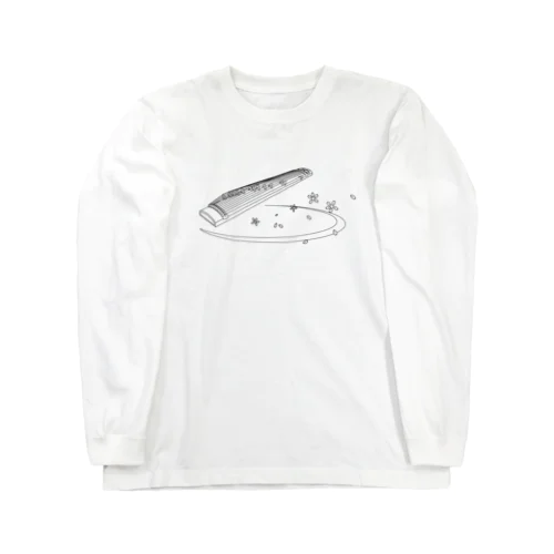 箏と桜（黒線） Long Sleeve T-Shirt